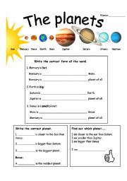 comparative and superlative basics with planets