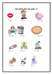 English worksheet: CVC words with the vowel 