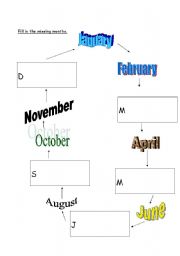 English worksheet: Missing months of the year