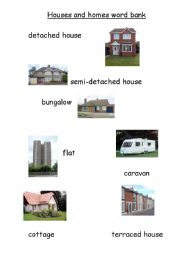 Houses and homes word bank