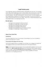 English Worksheet: Small Talk-Mini Presentation Guideline