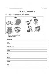 English Worksheet: My bear, your bear