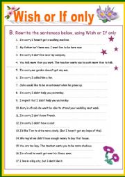 English Worksheet: Wish or If only - part 2
