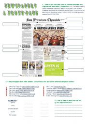 The front page of a newspaper