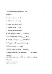 English worksheet: Exercise On Preposition 