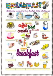 Breakfast vocabulary (word mosaic included)