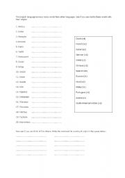 English Worksheet: English words from other languages