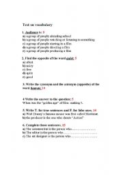 English worksheet: vocab test