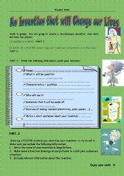 English Worksheet: an invention that will change our lives  - project work