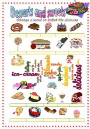 Desserts and sweets vocabulary (word mosaic included)