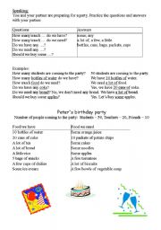 English Worksheet: Speaking exercise - preparing a party
