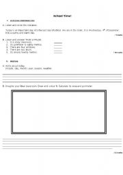 English worksheet: school time