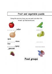 English Worksheet: fruit and vegetable 
