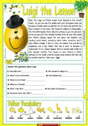 English Worksheet: Luigi the lemon