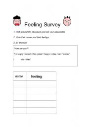 English worksheet: feeling survey