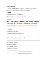 English worksheet: Use of would