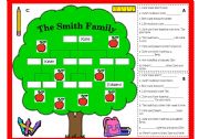  FAMILY TREE WORKSHEET AND GAME (B/W, LESSON PLAN & KEY INCLUDED)