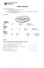 English worksheet: the present continuous