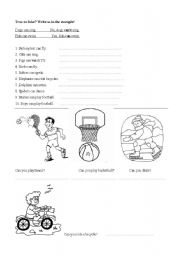 English Worksheet: Can ,can t