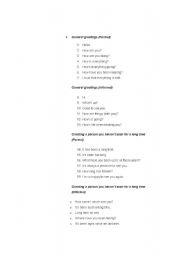 English Worksheet: greetings