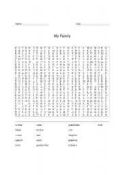 English worksheet: My family