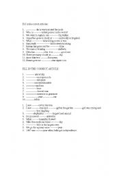 English Worksheet: ARTTCES