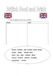 English worksheet: British Food Tasting Lesson