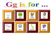 English Worksheet: Gg is for ...with exercise and flash-cards for memory game (3 pages)