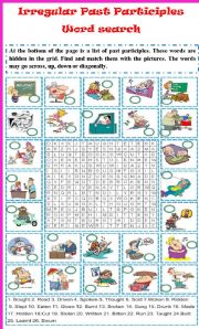 Irregular past participles word search