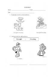 English worksheet: Im