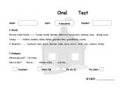 English worksheet: ORAL TEST