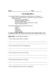 English worksheet: Punctuating Titles