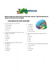 English worksheet: Australian history mini quiz
