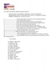 English Worksheet: adjectives