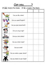 Can you.....? - ESL worksheet by iamalice