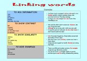 English Worksheet: linking words