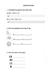 English Worksheet: Review exercise