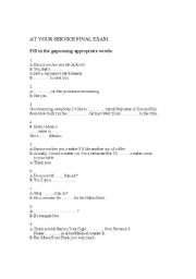 English worksheet: At your service Final Exam