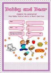 English Worksheet: Bobby and Bear - What do you have in your lunch box?