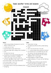 Crossword for weather basic term and seasons