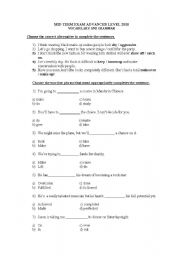 English Worksheet: mid term exam for advanced students