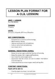 CLIL Lesson Plan for Primary - Science - 5 Senses