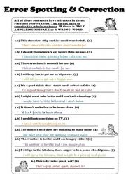 TEST Word order / spelling / general grammar review - Error spotting & correction with Garfield (Key included)