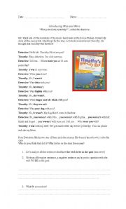 English Worksheet: Introducing Was-Were