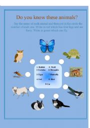 English worksheet: Do you know these animals?