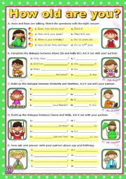 How old are you?  English activities for kids, Esl worksheets