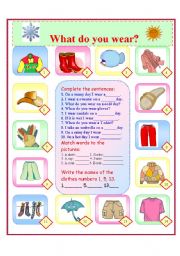 What do you wear? - ESL worksheet by ellakass