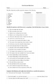 English worksheet: exercise on adjectives