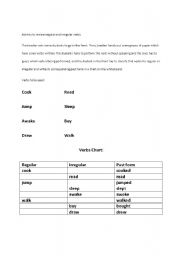 English Worksheet: regular and irregular verbs