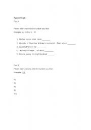 English worksheet: Numbers - Height and Age 